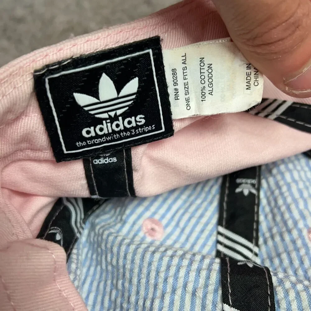 Adidas Mens Hat Cap Pink Black Strapback‎ Trefoil Embroidered Preppy Dad Sports